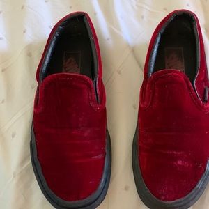 Vans velvet Red Slip-Ons